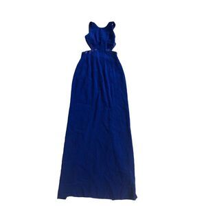 Cache Cut Out Open Back Beaded Trim Royal Blue Dress Size 2